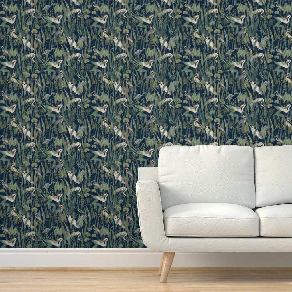Herons And Egrets Peel and Stick Wallpaper - Teal product