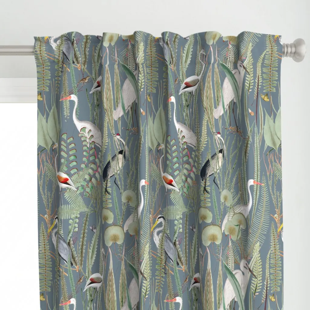 Herons In Marsh On Slate Curtain Panel - White alternate view