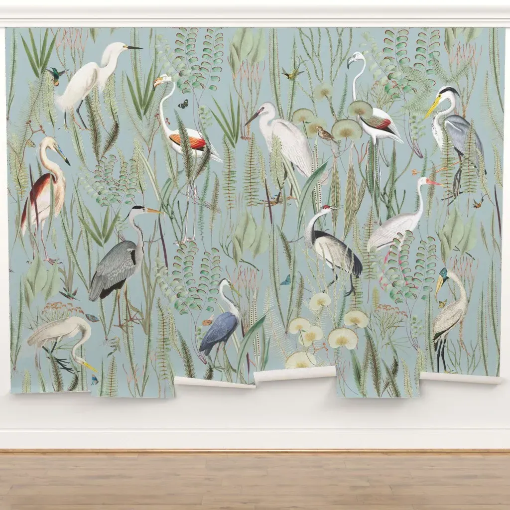 Herons In Marsh Peel and Stick Wall Mural - Falmouth Blue product