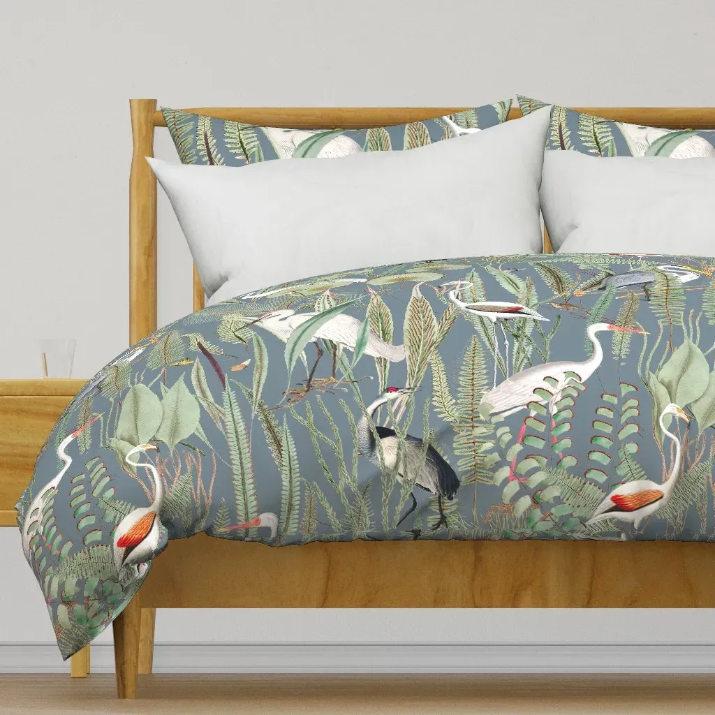 Herons In Marsh Slate Large Duvet Cover - Gray-Blue product