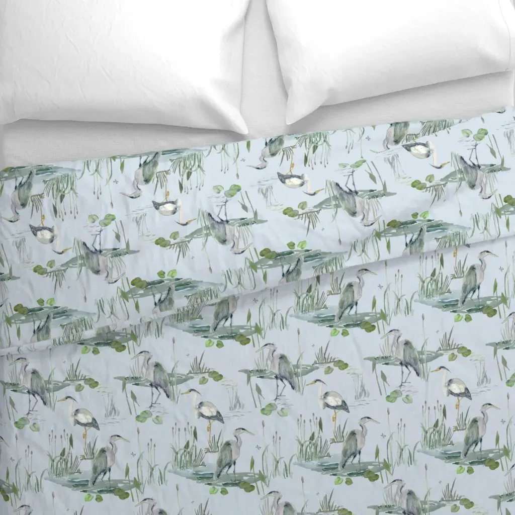 Herons Light Blue Coastal Duvet Cover - Grey alternate view