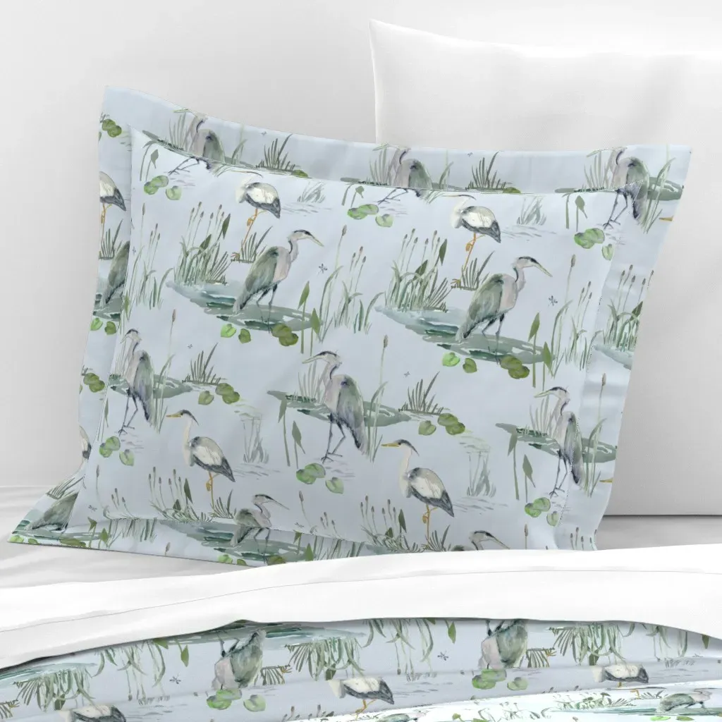 Herons Standard Flanged Cushion Cover - Light Blue, Cotton Sateen product