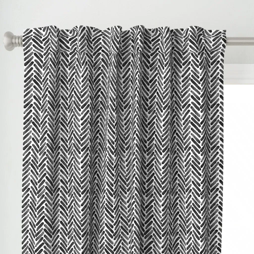 Herringbone Chevron Curtain Panel - Dark Gray alternate view