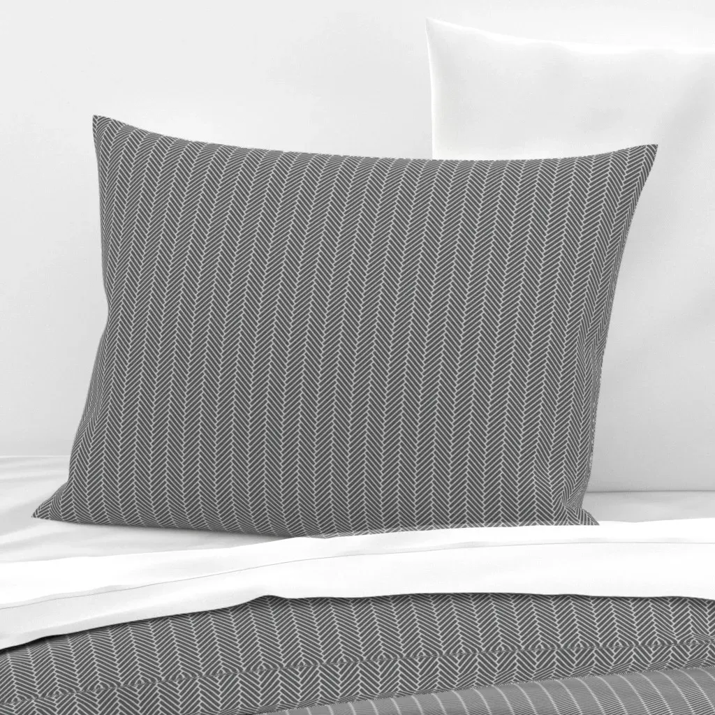 Herringbone Chevron Standard Pillow Cover - Dark Gray, Cotton Sateen product