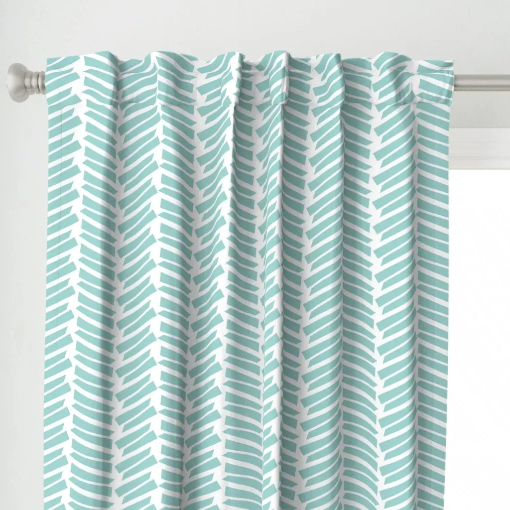 Herringbone Curtain Panel - Aqua alternate view