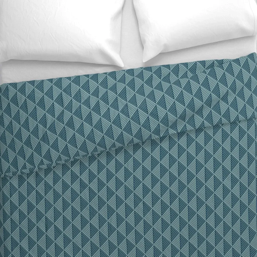 Herringbone Diamond Duvet Cover - Teal alternate view