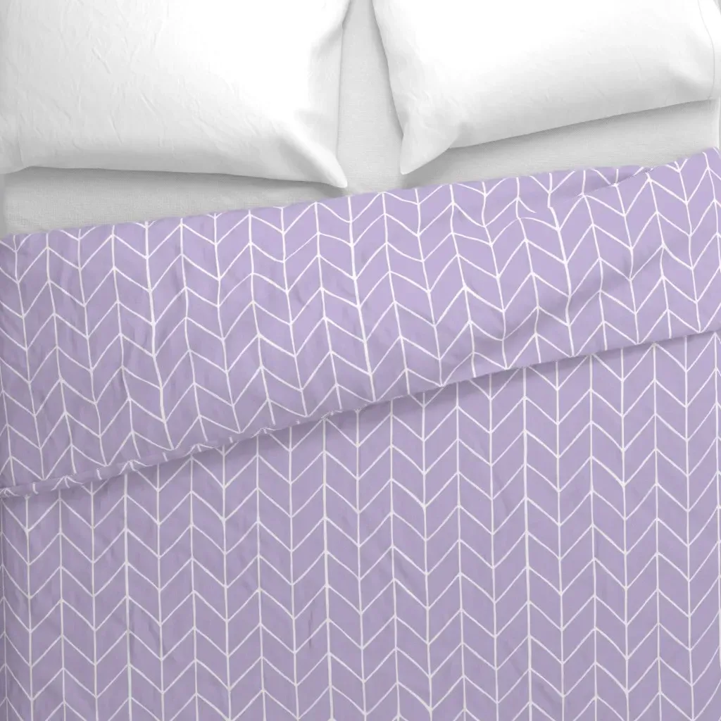 Herringbone Duvet Cover - Lavender, White alternate view