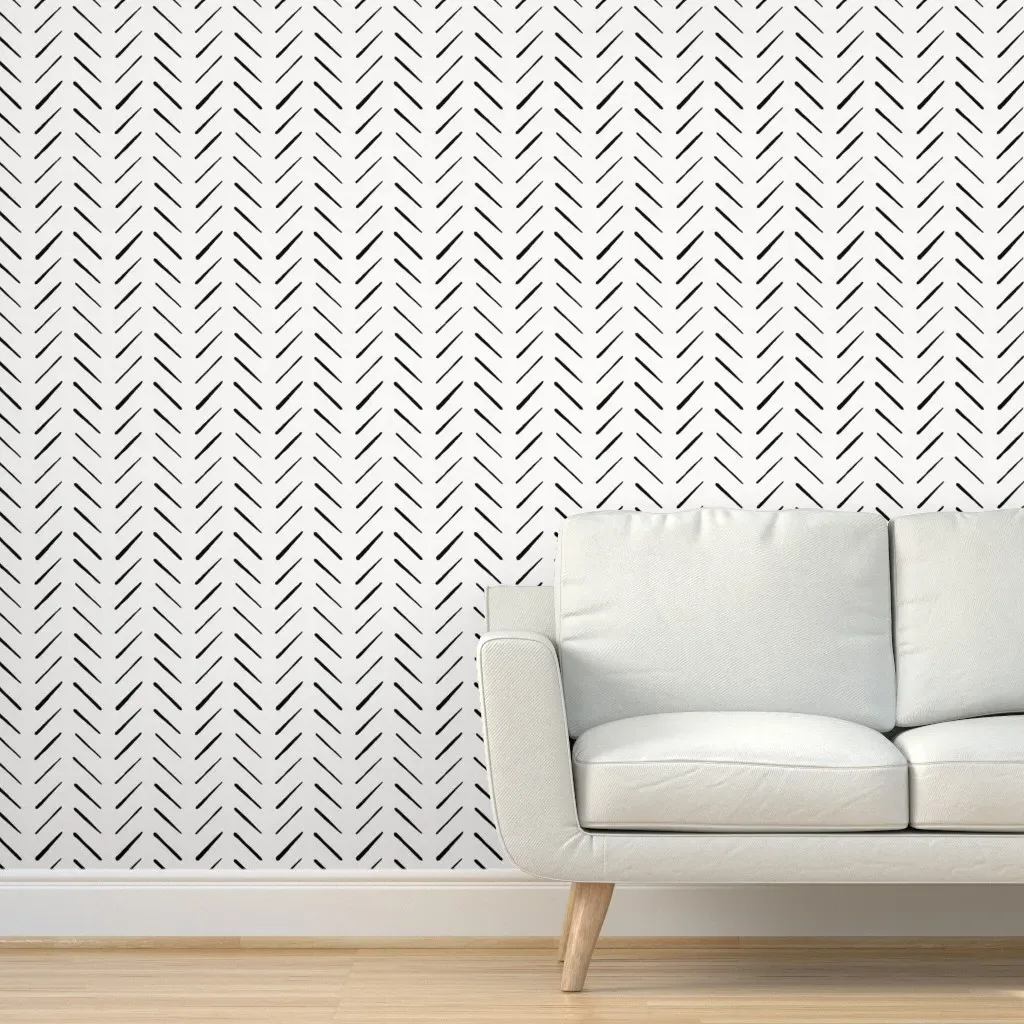 Herringbone Peel and Stick Wallpaper - Black product
