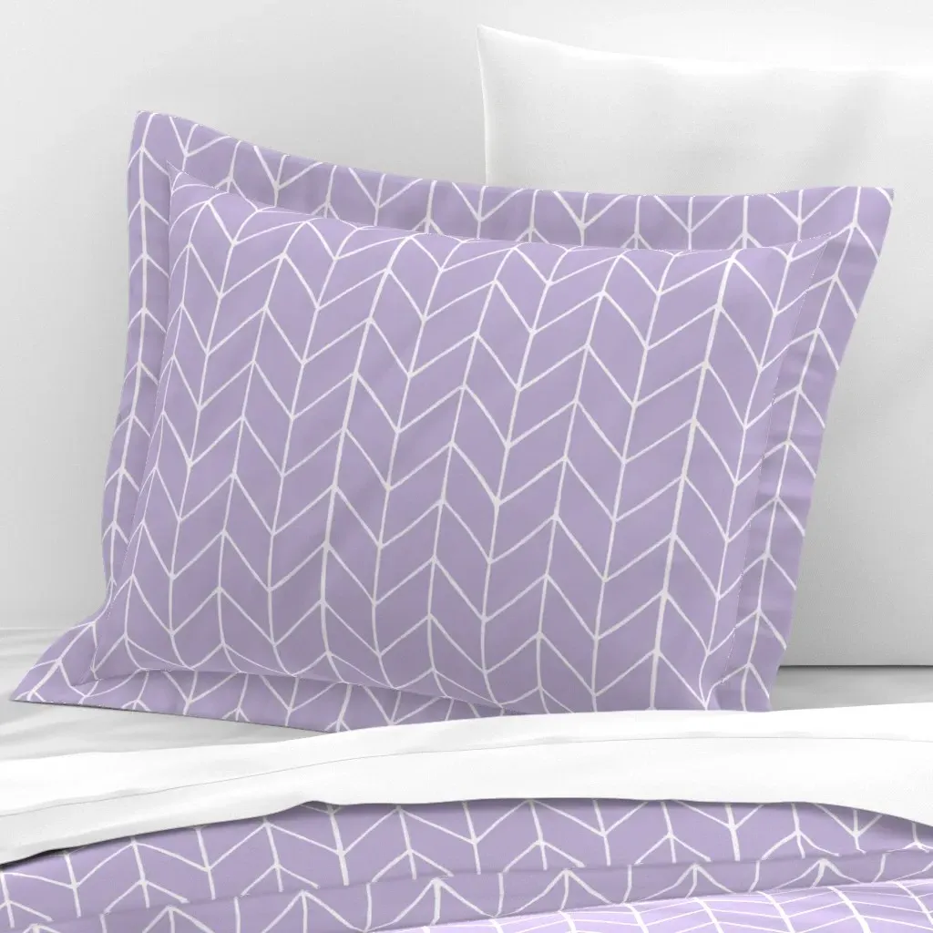 Herringbone Standard Flanged Pillow Sham - Lavender, Cotton Sateen product