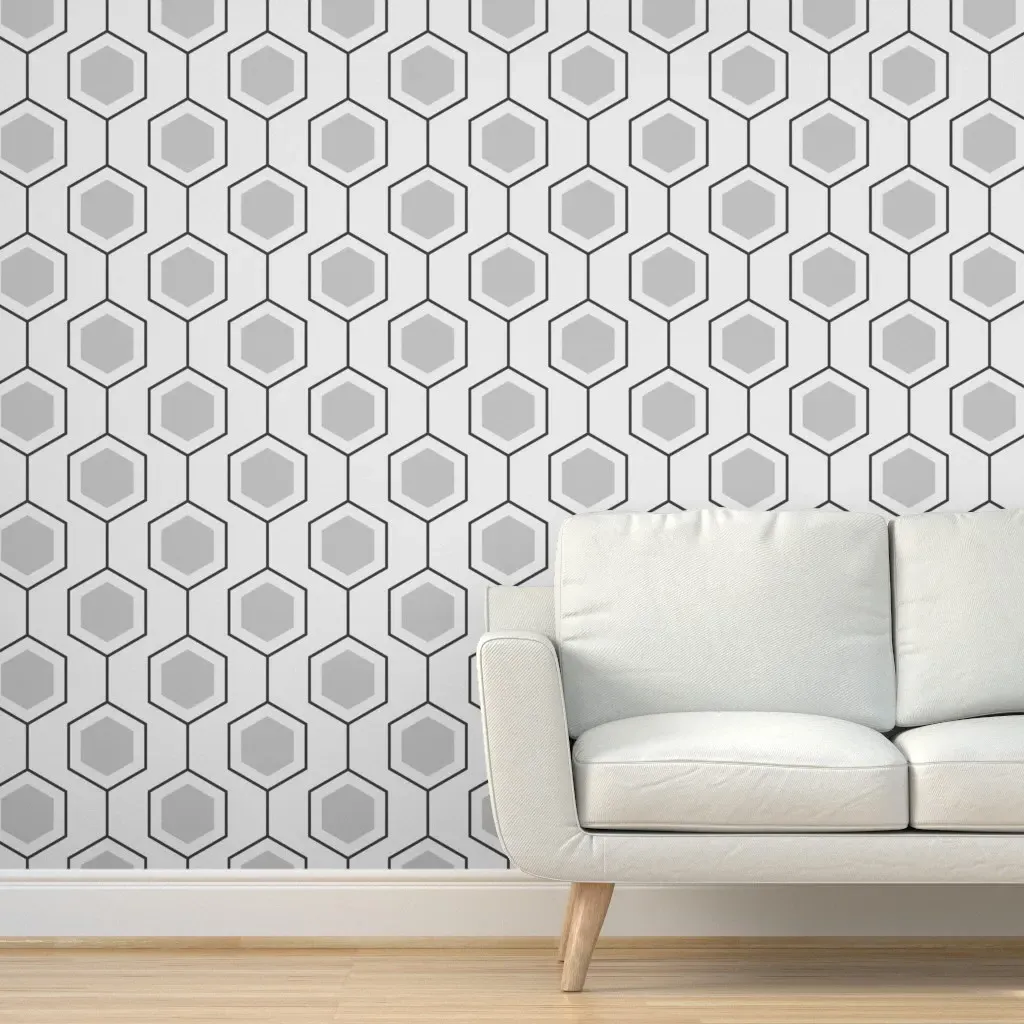 Hexagon Geometry Peel and Stick Wallpaper - Dark Gray product
