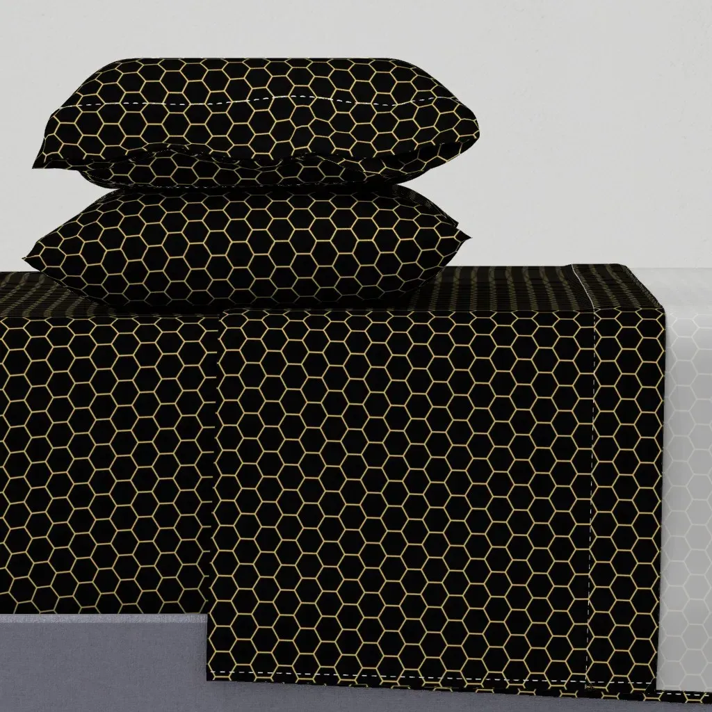 Hexagon Honeycomb Beehive King Sheet Set - Tan product