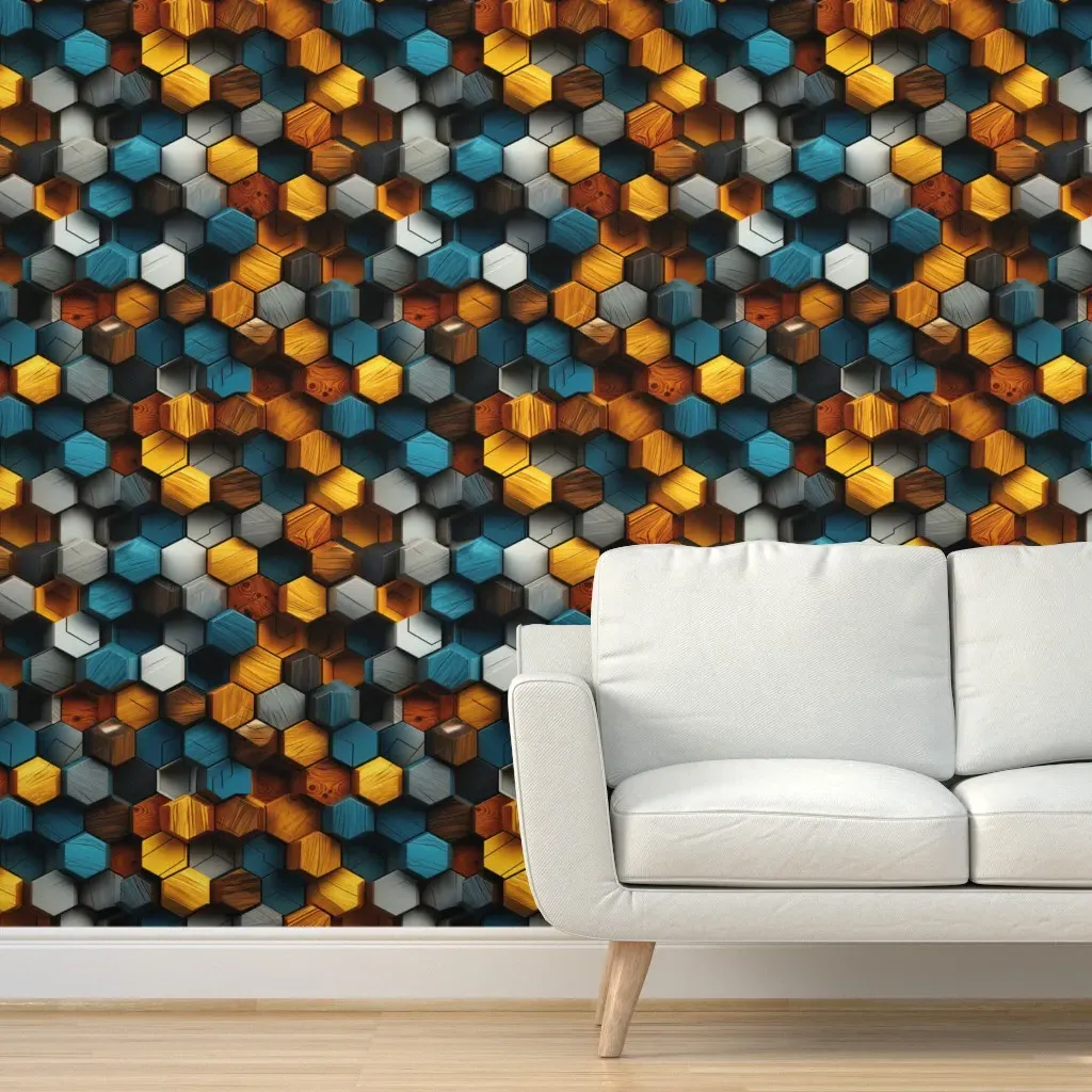 Hexawood Fusion Peel and Stick Wallpaper - Orange product