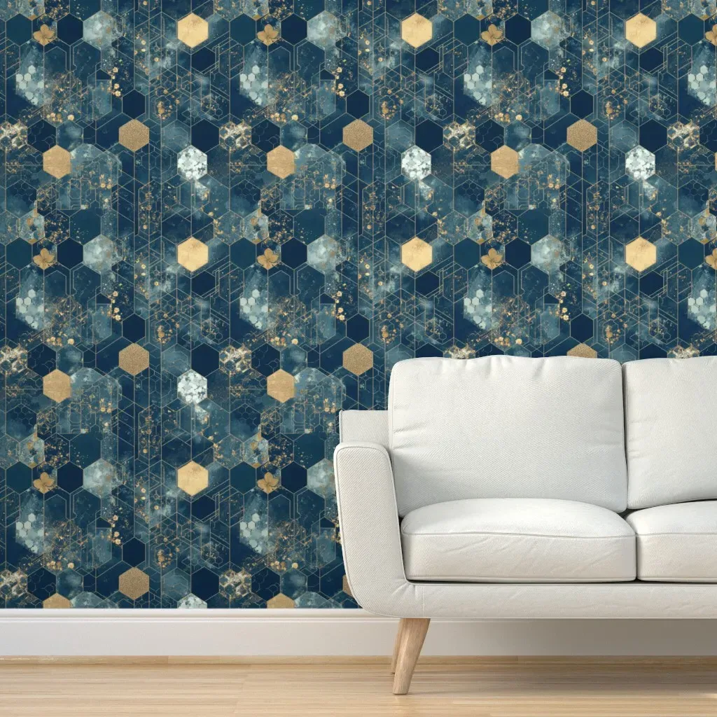 Hexed Luxe Lattice Peel and Stick Wallpaper - Navy Blue product