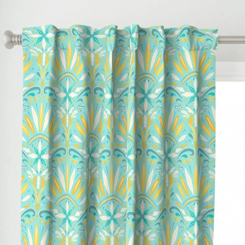 Hibernal Sunshine Curtain Panel - Teal alternate view