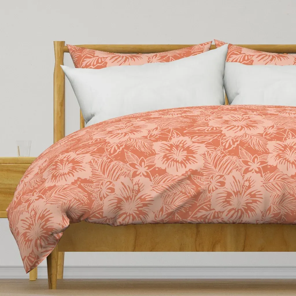 Hibiscus Plumeria Duvet Cover - Coral product