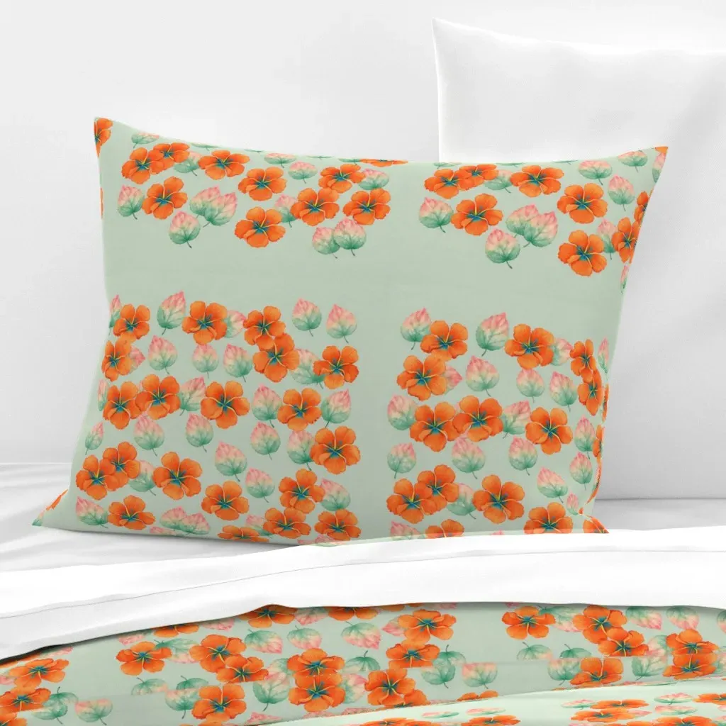 Hibiscus Scatter Standard Knife Edge Cushion Cover - Orange, Cotton Sateen product