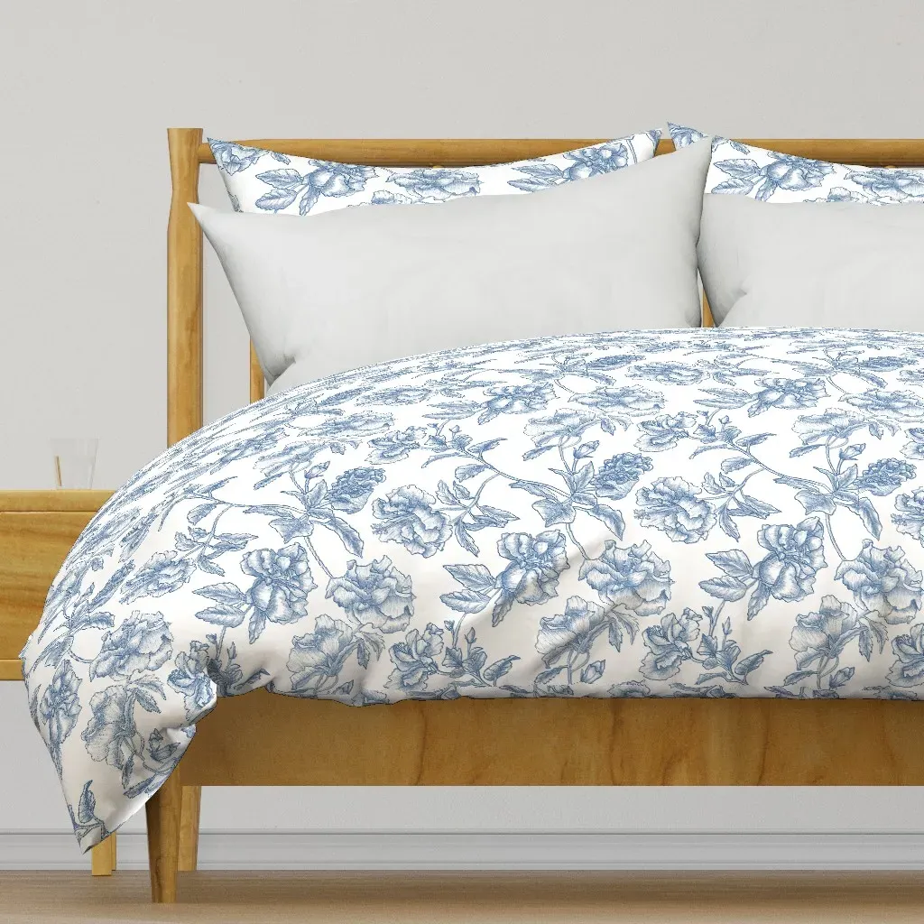 Hibiscus Toile Duvet Cover - Blue product