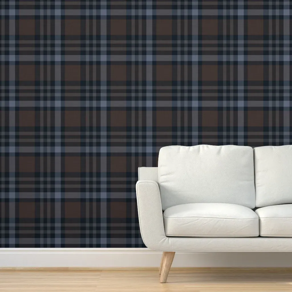 Hickory And Navy Tartan Small Peel and Stick Wallpaper - Dark Brown product