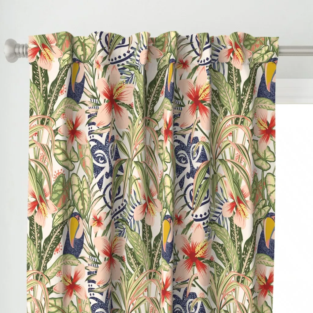 Hidden Hawaiian Garabateo Curtain Panel - Pink alternate view