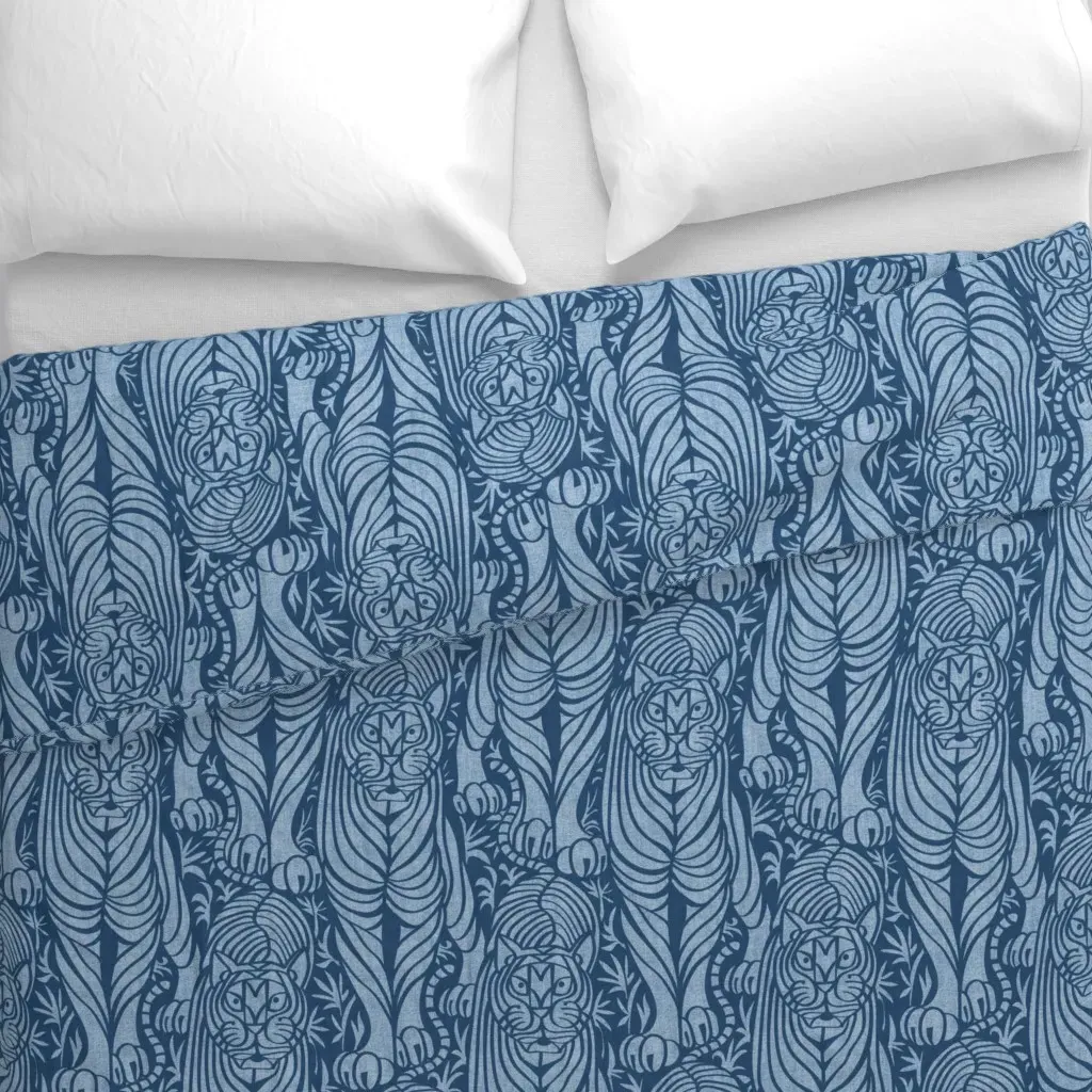 Hidden Tiger Duvet Cover - Denim Blue alternate view