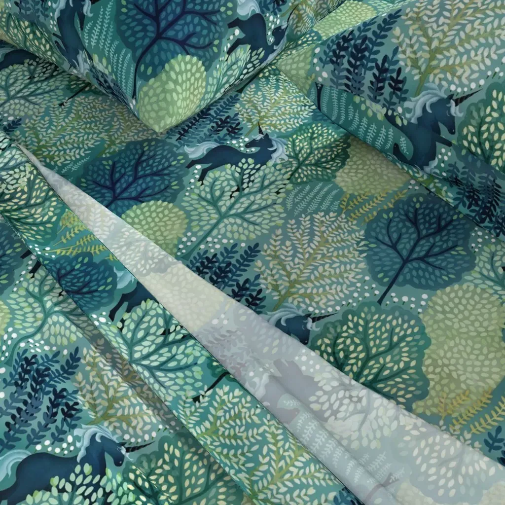 Hidden Unicorn Woods Twin Sheet Set - Teal alternate view