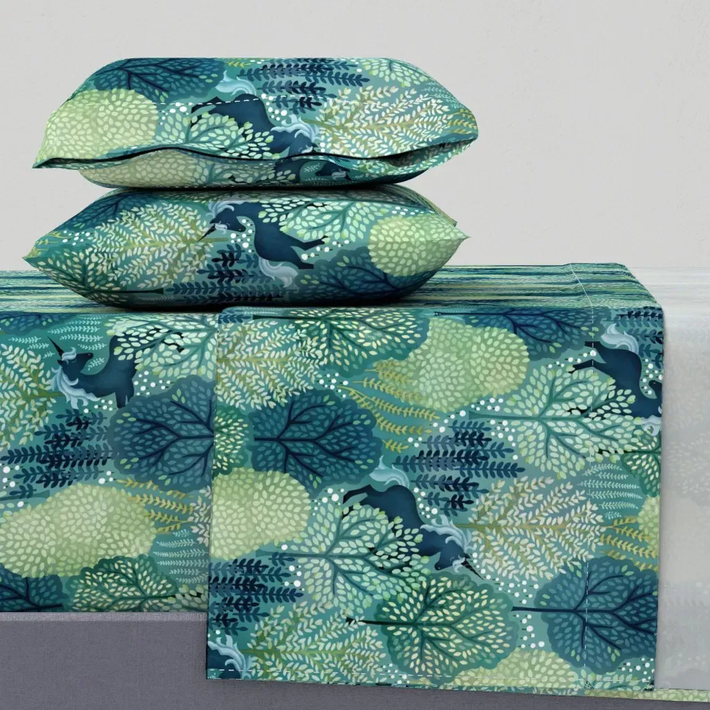 Hidden Unicorn Woods Twin Sheet Set - Teal product