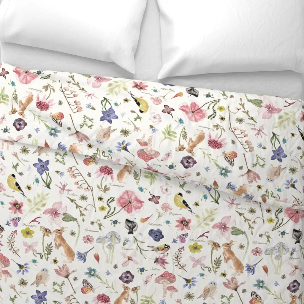 Hidden Whimsey Garden Jumbo Duvet Cover - Cream alternate view