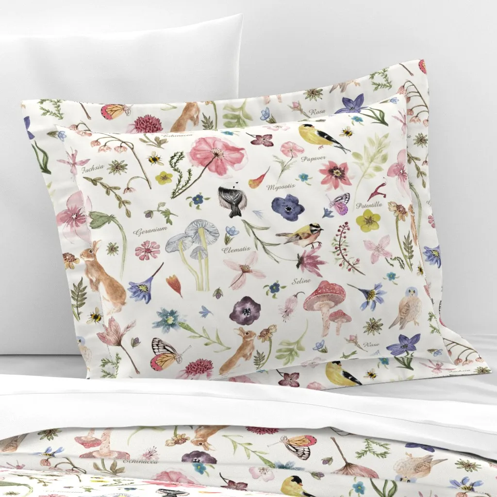 Hidden Whimsey Garden Standard Flanged Cushion Cover - Cream, Cotton Sateen product