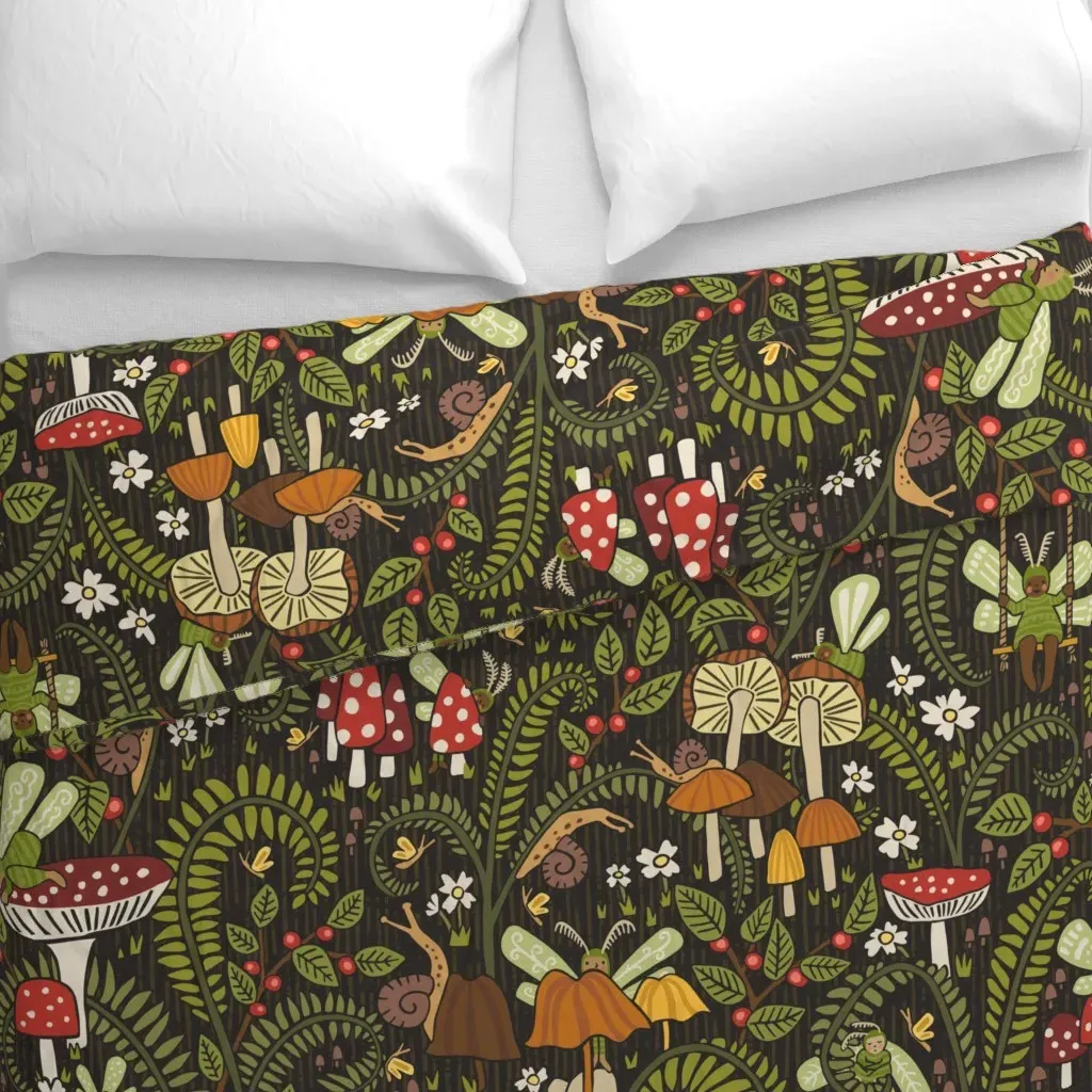 Hidden Whimsy Ferns And Fairys Duvet Cover - Red alternate view