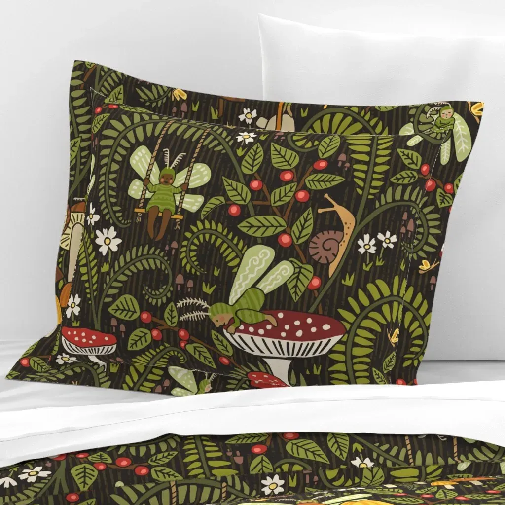 Hidden Whimsy Ferns And Fairys Standard Flanged Pillow Sham - Red, Cotton Sateen product