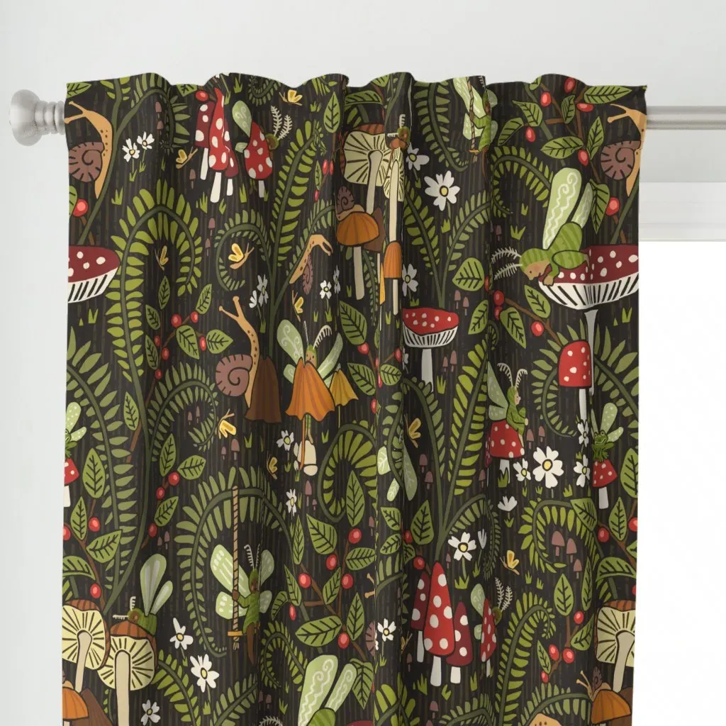 Hidden Whimsy Ferns Curtain Panel - Red alternate view