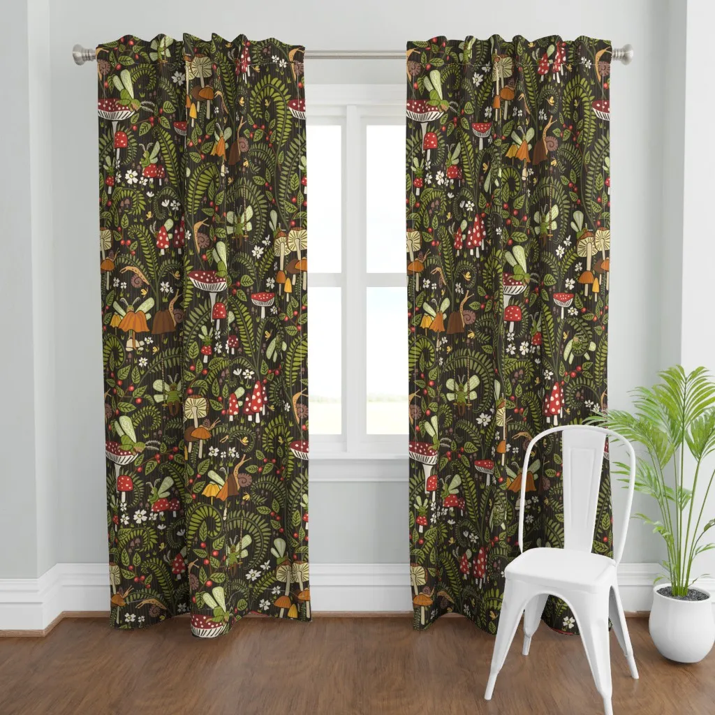 Hidden Whimsy Ferns Curtain Panel - Red product