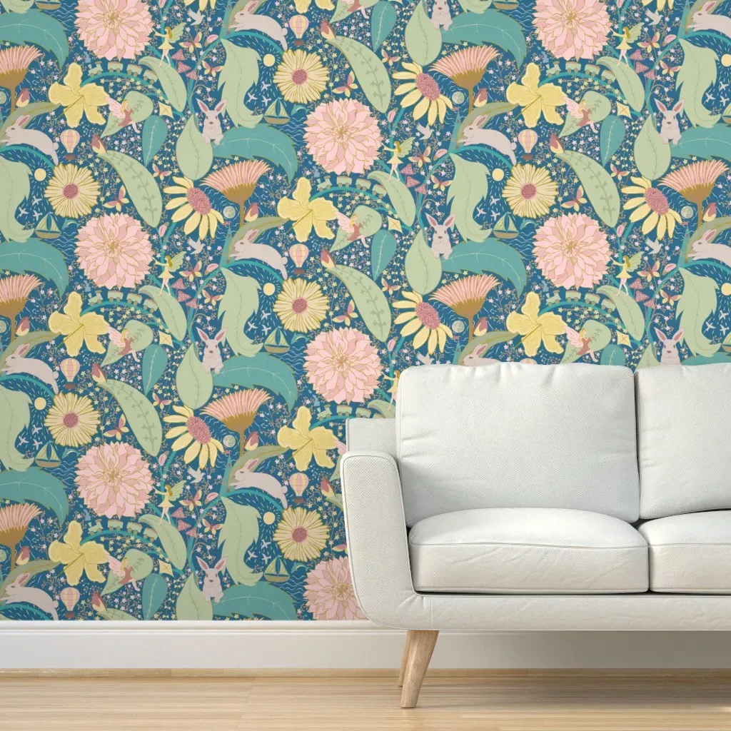 Hidden Whimsy Floral Fairy Peel and Stick Wallpaper - Pink product