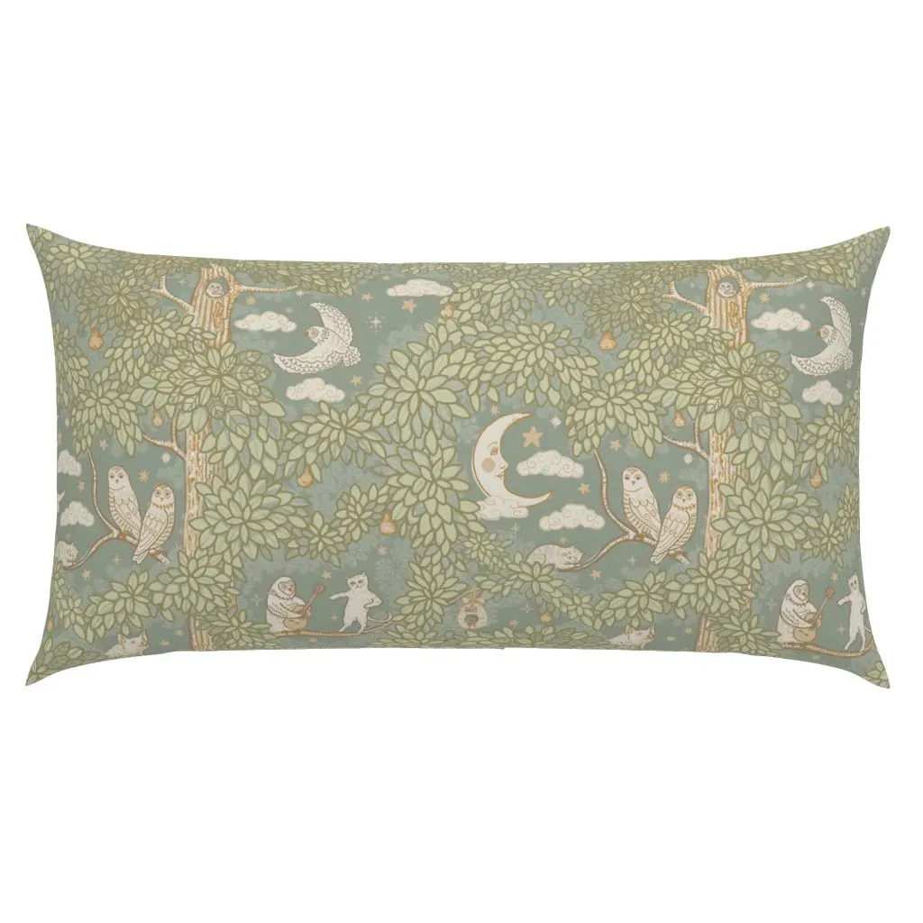 Hidden Whimsy Owl And Pussycat King Pillow Sham - Sage Green product