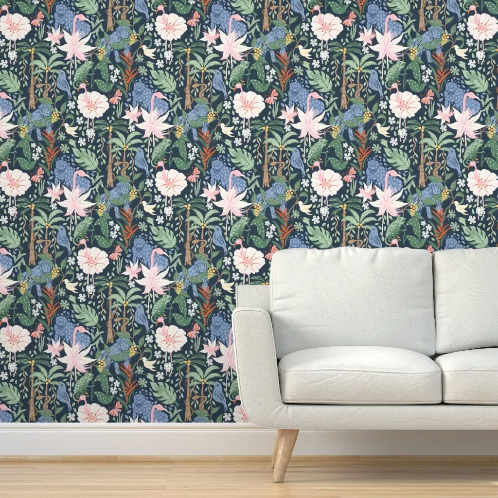 Hidden Wild Jungle Peel and Stick Wallpaper - Blue product
