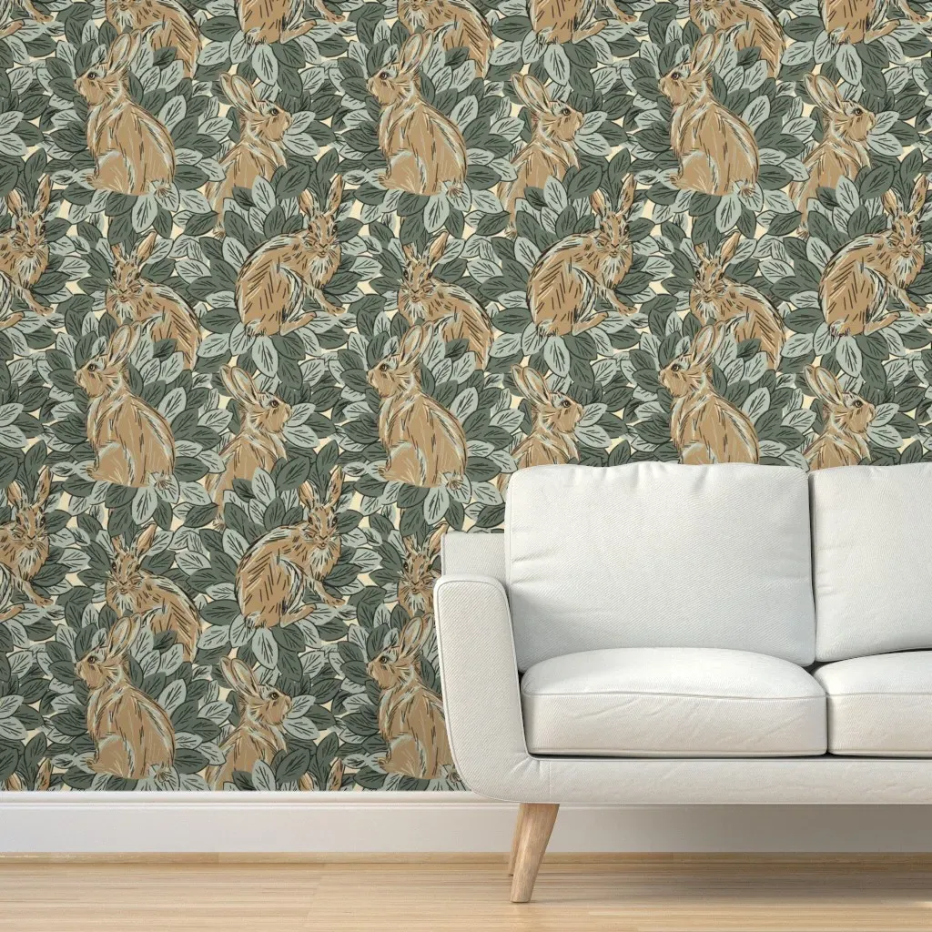 Hiding Hares Peel and Stick Wallpaper - Beige product