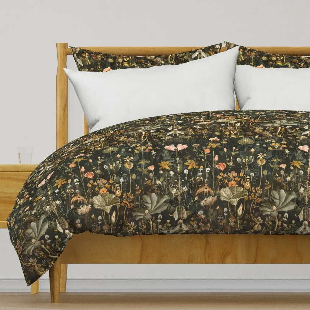 Hieronymus Bosch Botanical Duvet Cover - Dark Green product