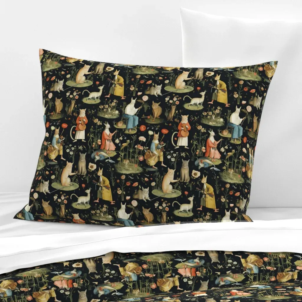 Hieronymus Bosch Cats Standard Cushion Cover - Cream, Cotton Sateen product