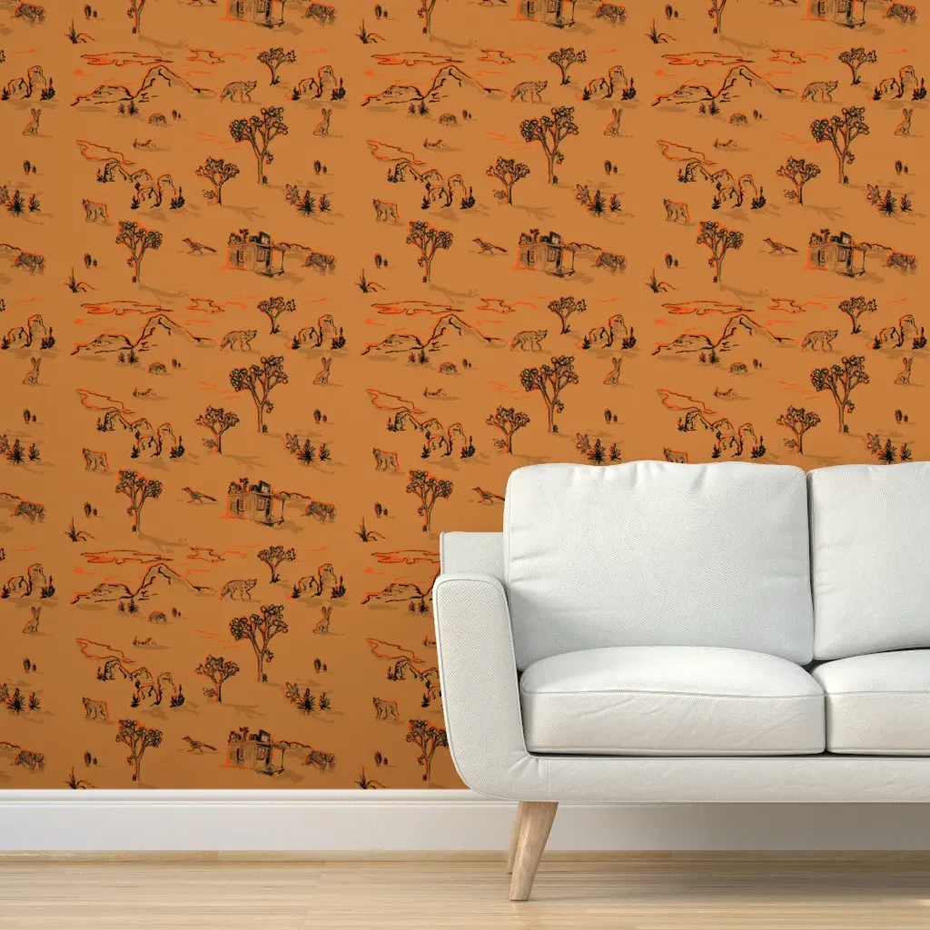 High Desert Trails Sunset Peel and Stick Wallpaper - Burnt Orange product