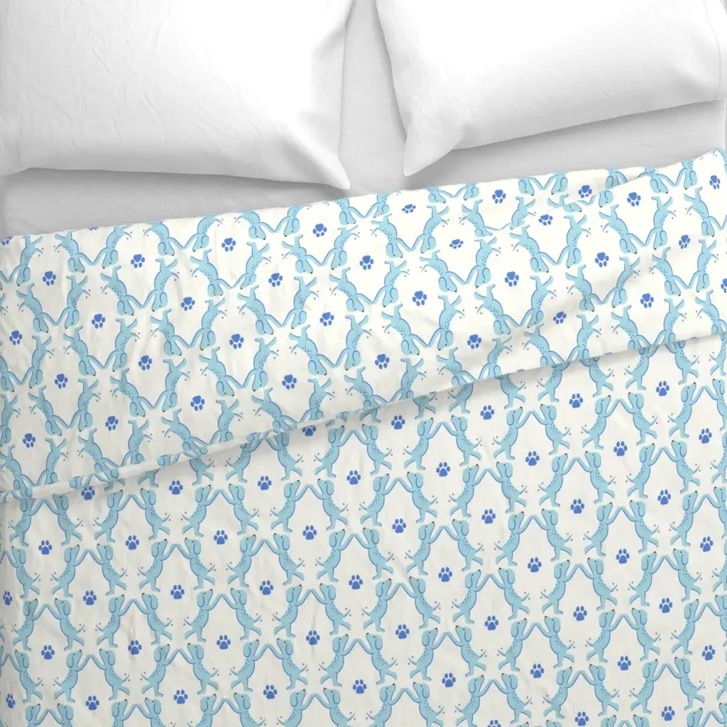 High Five Dogs Medium Duvet Cover - Light Blue alternate view