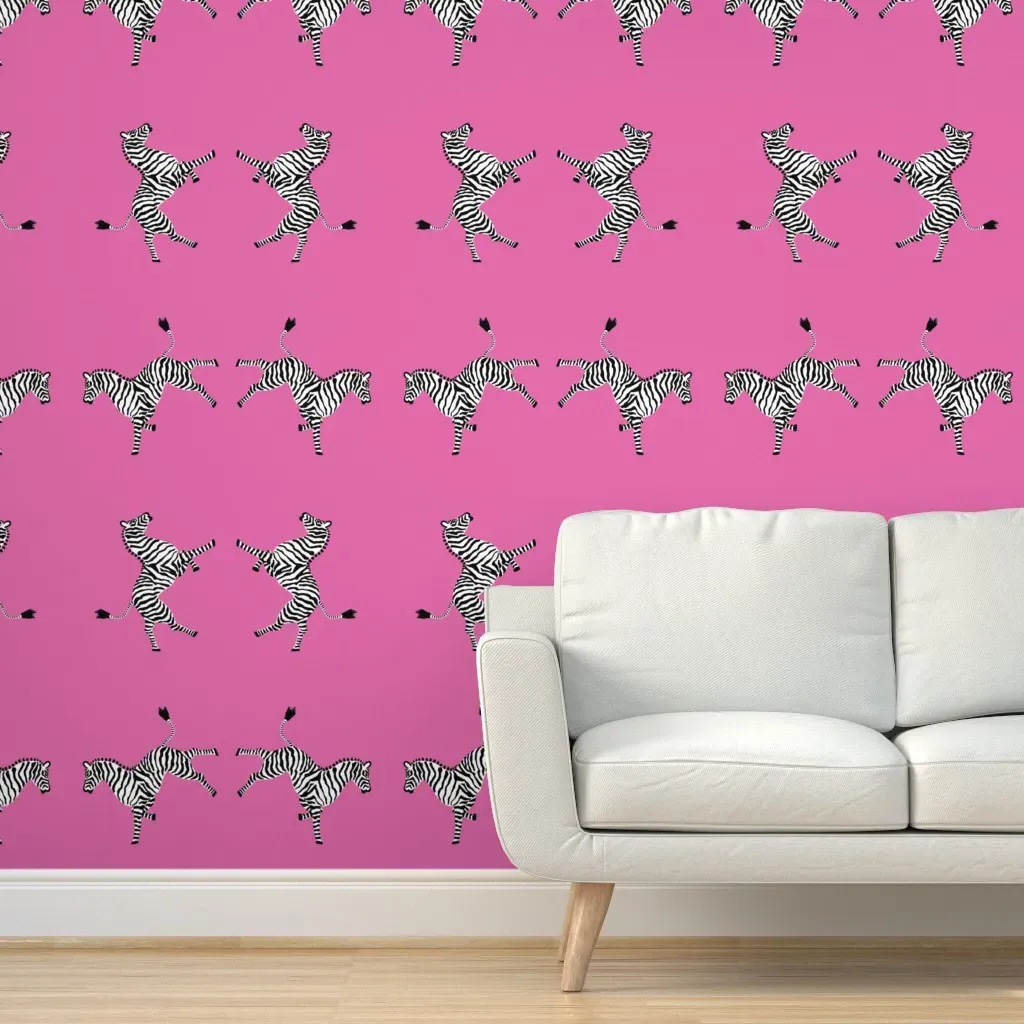 High5 Pink Zebra Peel and Stick Wallpaper - Black product