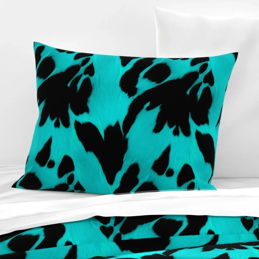 Highland Cow Print Standard Knife Edge Cushion - Aqua product