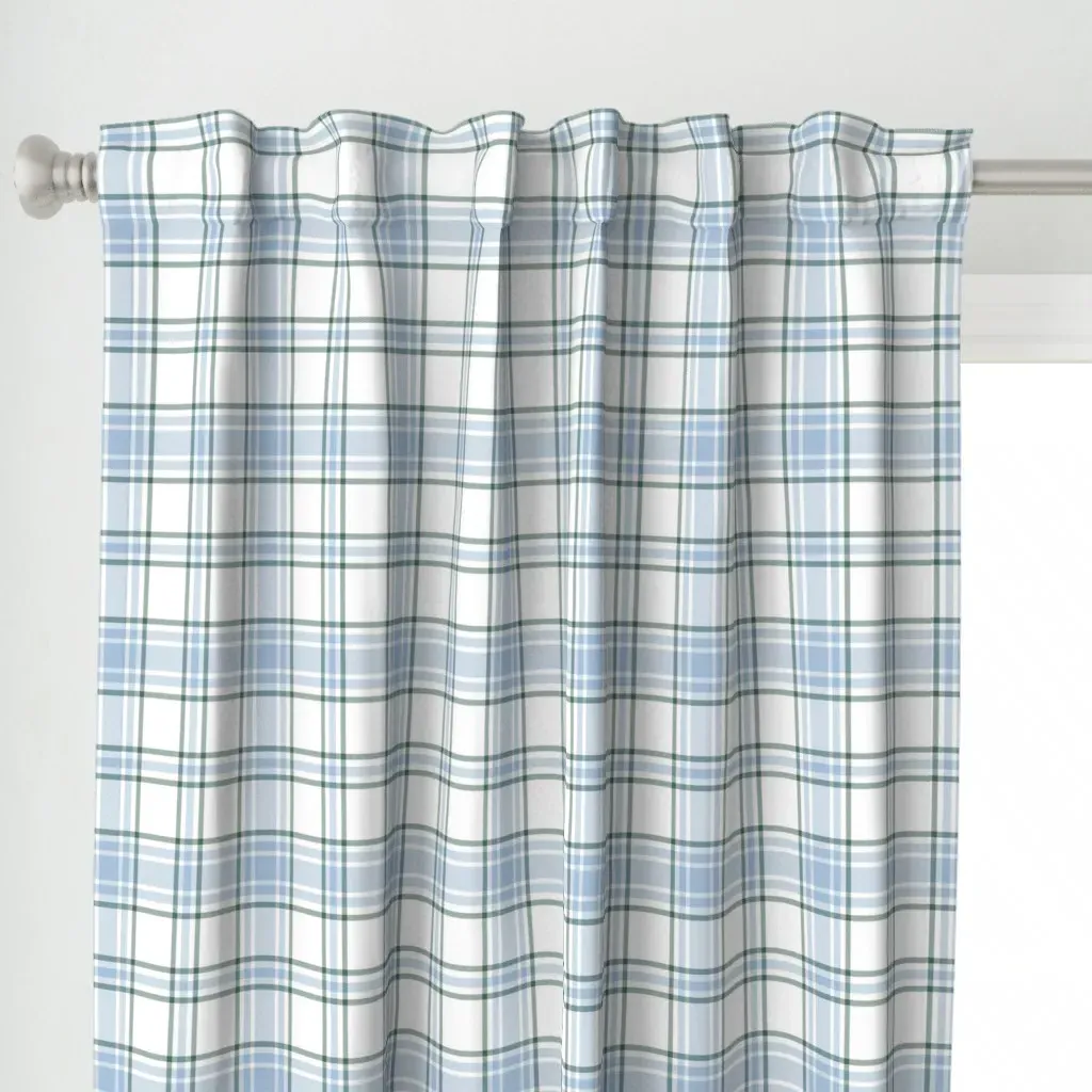 Hikers' Plaid Light Curtain Panel - Light Blue alternate view