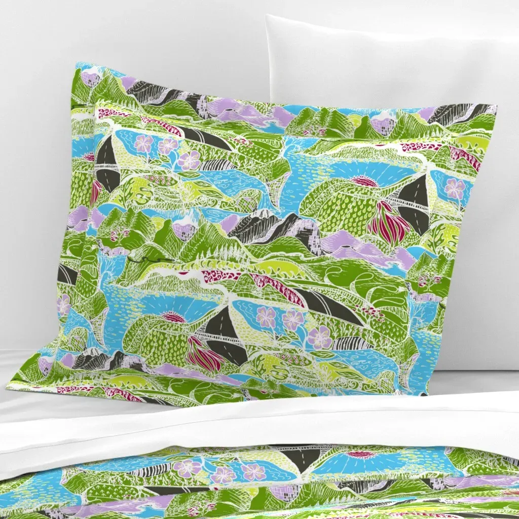 Hiking Through My Imagination Standard Flanged Pillowcase - Green, Cotton Sateen product