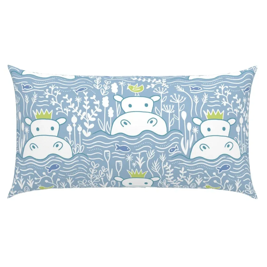 Hippo Swimmers King Pillow Sham - Blue, White product