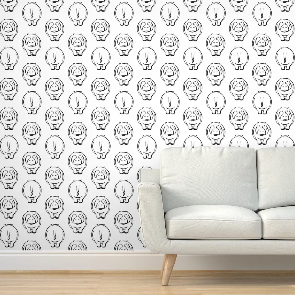Hippos Peel and Stick Wallpaper - Black, White product