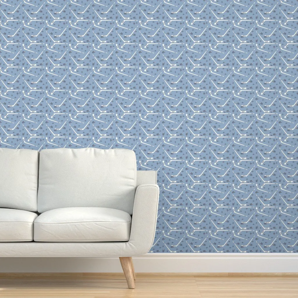 Hockey Blue Peel and Stick Wallpaper - White product
