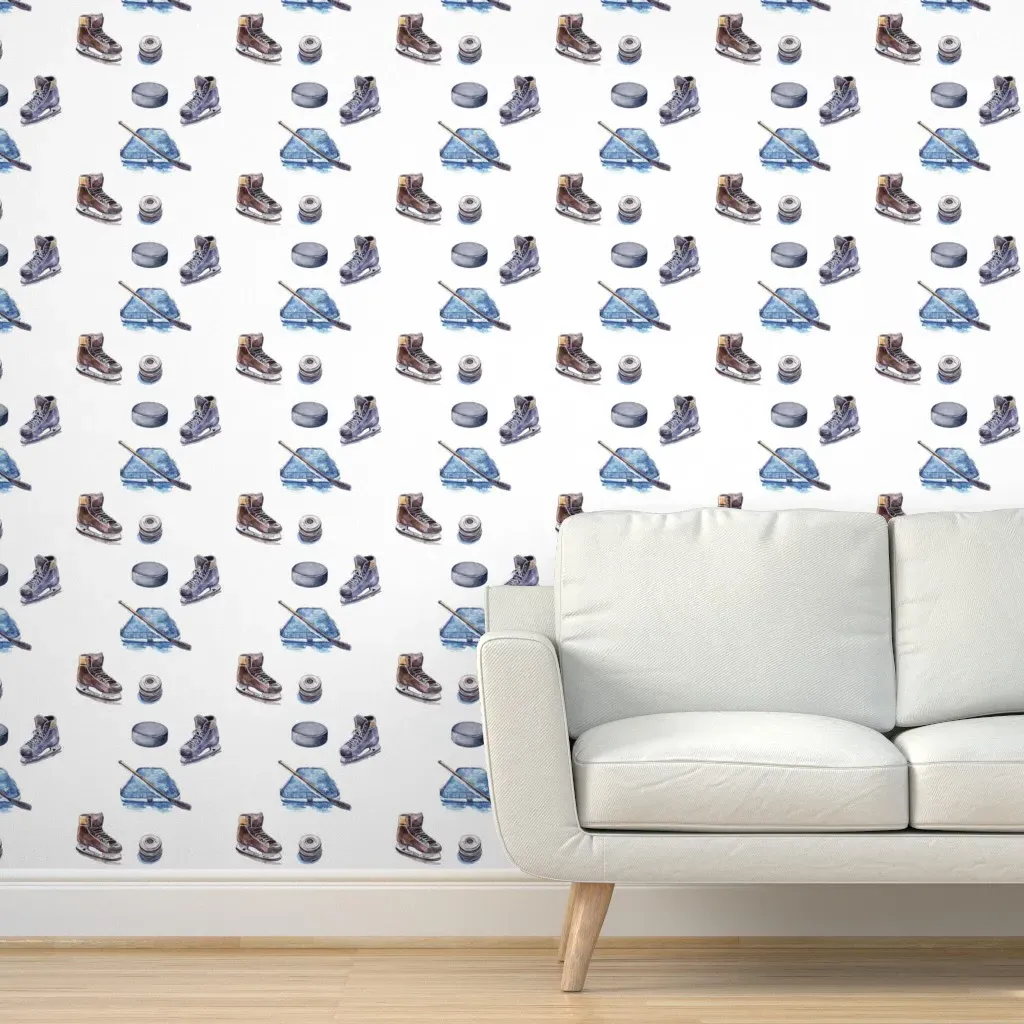 Hockey Essentials Peel and Stick Wallpaper - Brown product
