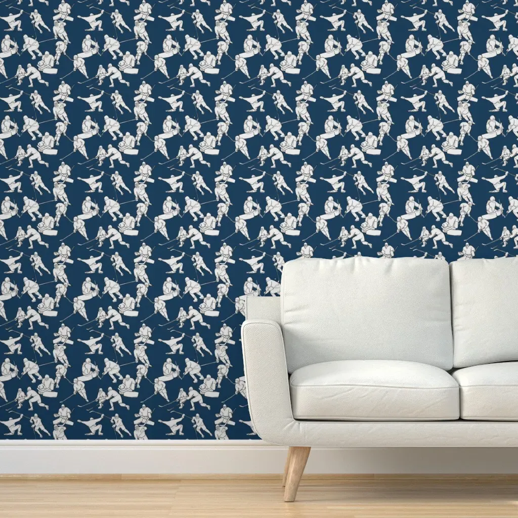 Hockey Retake Peel and Stick Wallpaper - Navy Blue product