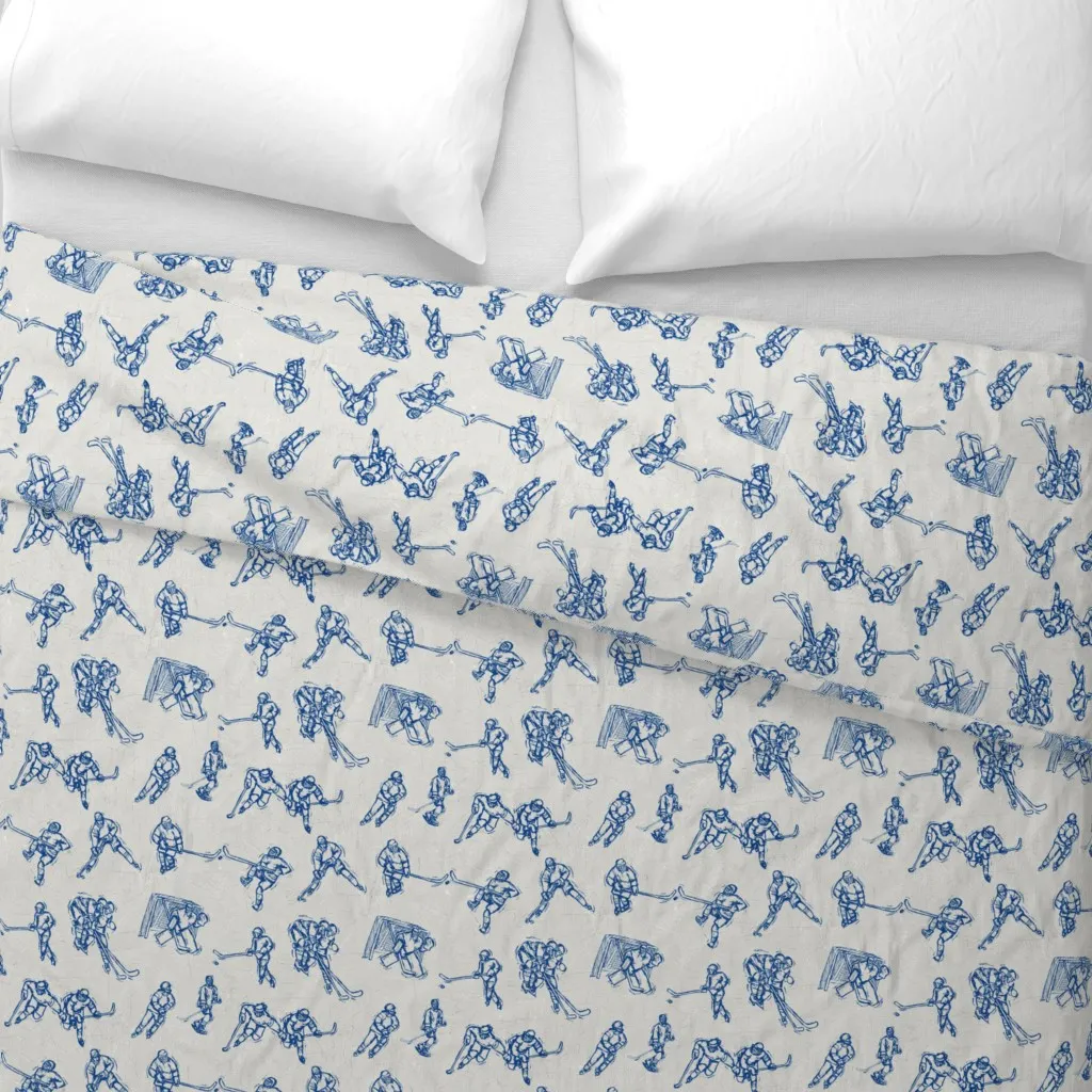 Hockey Sketch Duvet Cover - Blue, White alternate view